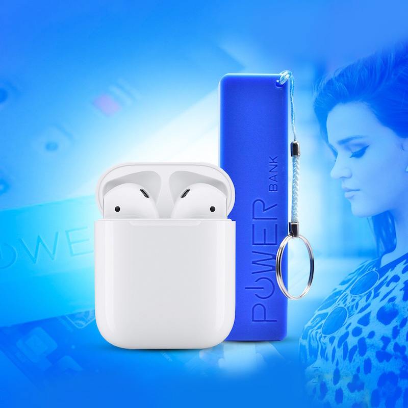 Беспроводные наушники i12 + Мини повербанк