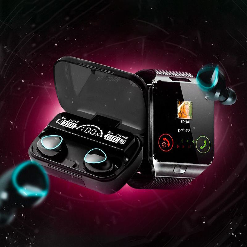 Беспроводные наушники M10 с PowerBank + Умные часы Smart Watch DZ09