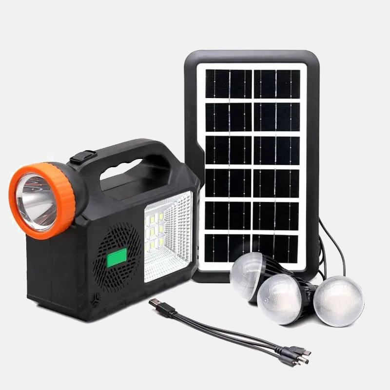 Зарядная станция ES004 с солнечной панелью, 3-мя лампочками FM-радио и MP3