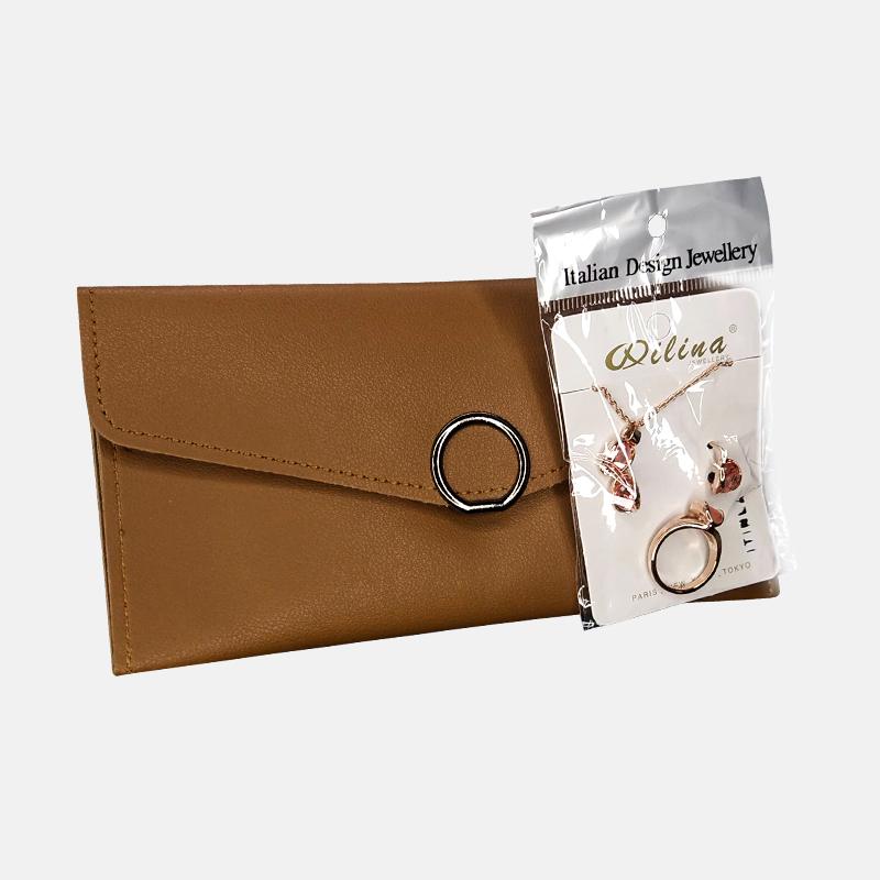 Булатный набор с фианитами 4 в 1 + Изысканный женский кошелек