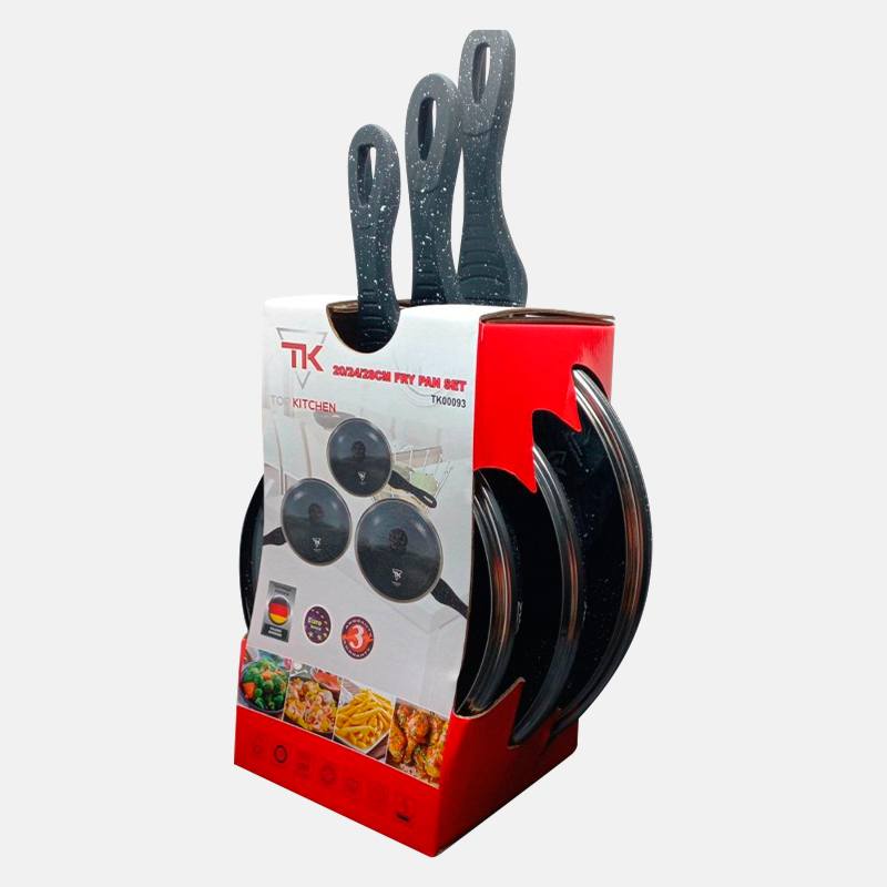 Набор сковородок с мраморным покрытием с крышками