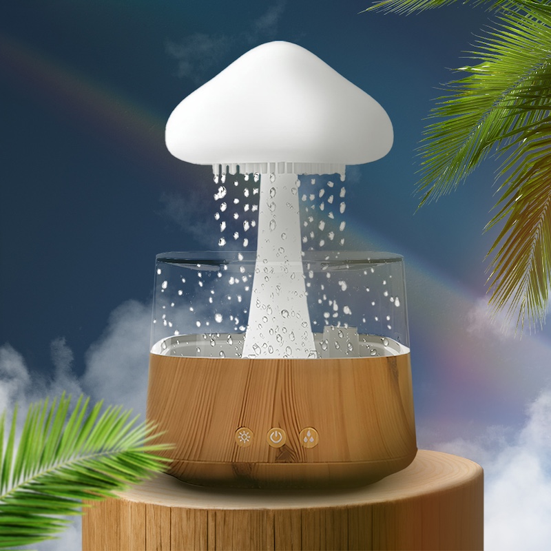 Увлажнитель воздуха Гриб с эффектом дождя и LED-подсветкой