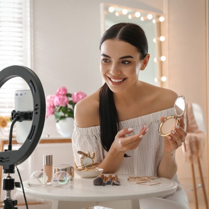 Компактная кольцевая RGB LED лампа USB 30см для селфи 12" MJ33