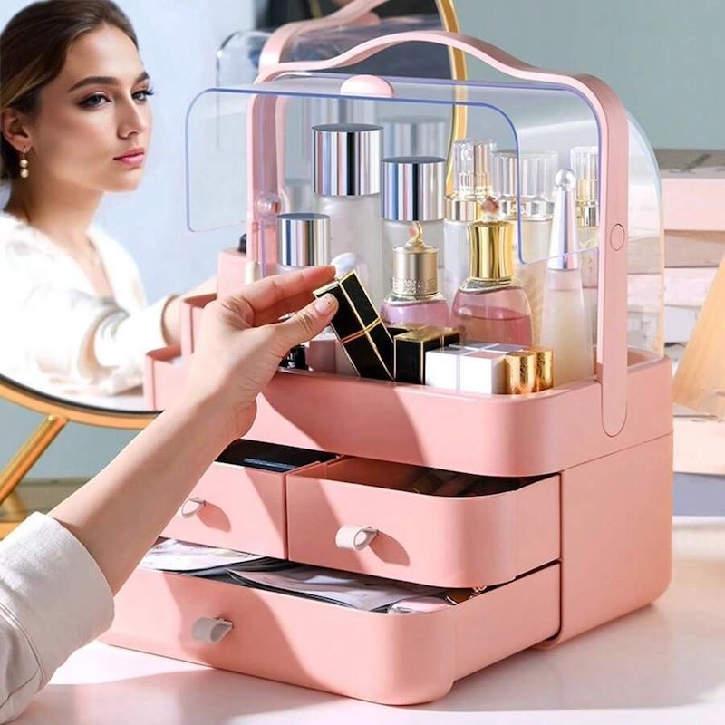 Большой органайзер для косметики на 2 отделения с крышкой