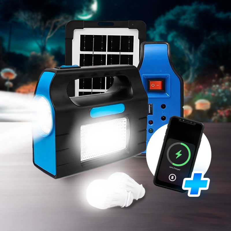 Зарядная станция с солнечной панелью JA-2007 + 2 лампочки