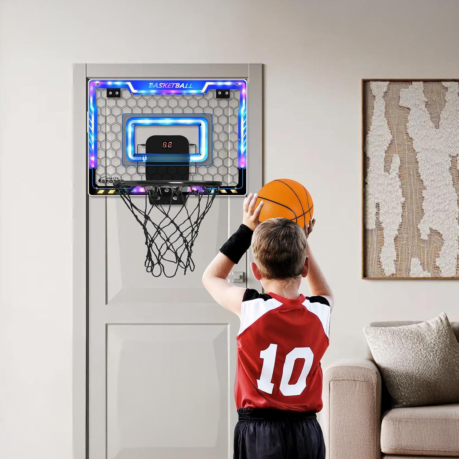 Детский набор для игры в баскетбол со звуковыми эффектами и электронным табло + мяч