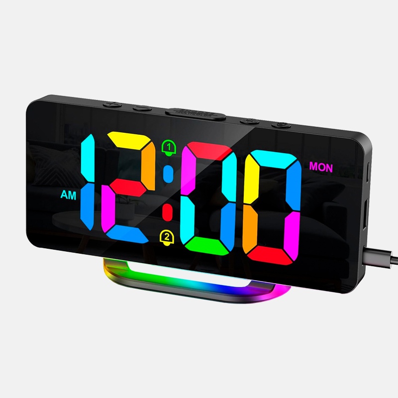 Электронные часы VST 888H RGB с зеркальным дисплеем, будильником и термометром