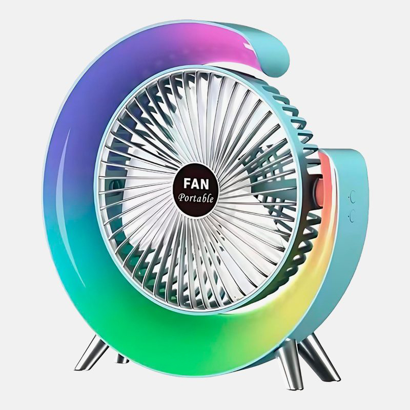 Настольный аккумуляторный вентилятор от USB со светодиодной подсветкой